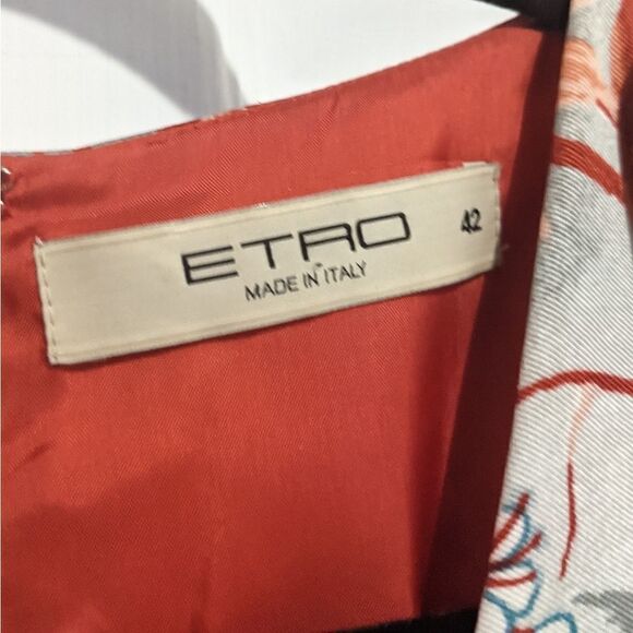 Etro Tropical Print Floral Dress Pleated - Picture 4 of 9